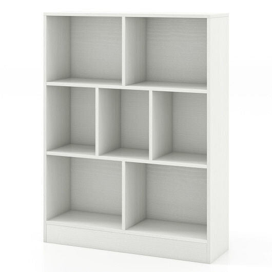 7-Section Freestanding Bookshelf for Kids Room Classroom Daycare Nursery-Natural-4