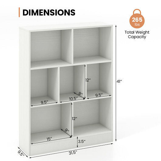 7-Section Freestanding Bookshelf for Kids Room Classroom Daycare Nursery-Natural-8