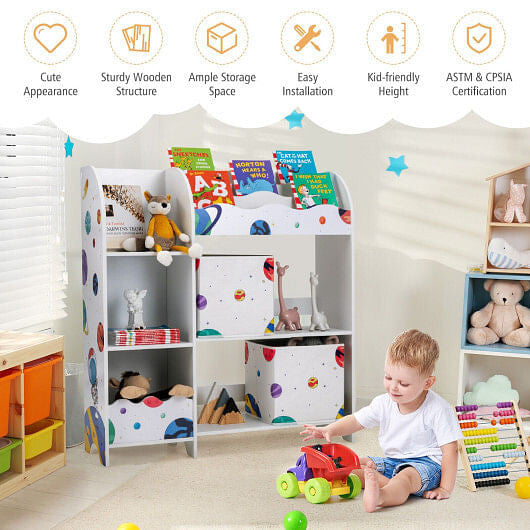 Kids Toy and Book Organizer Children with Storage Bins-4