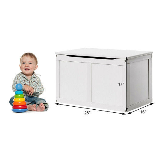 Safety Hinge Wooden Chest Organizer Toy Storage Box-Gray-5