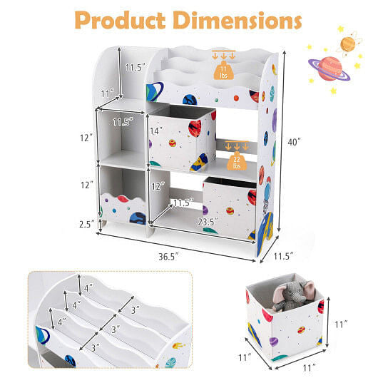 Kids Toy and Book Organizer Children with Storage Bins-5