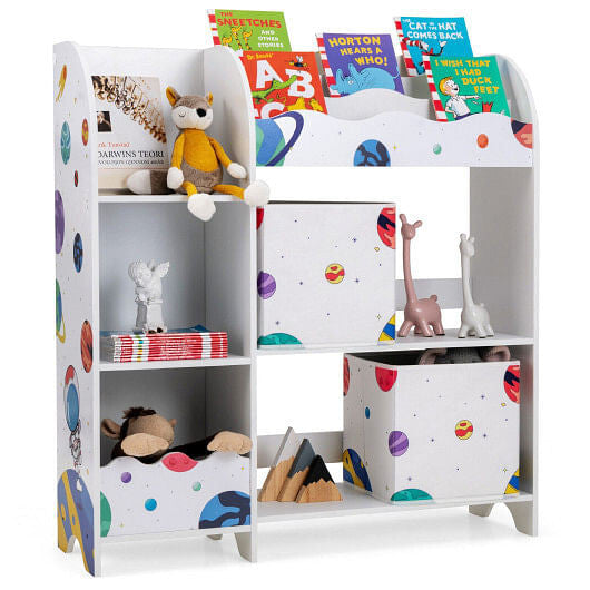 Kids Toy and Book Organizer Children with Storage Bins-0